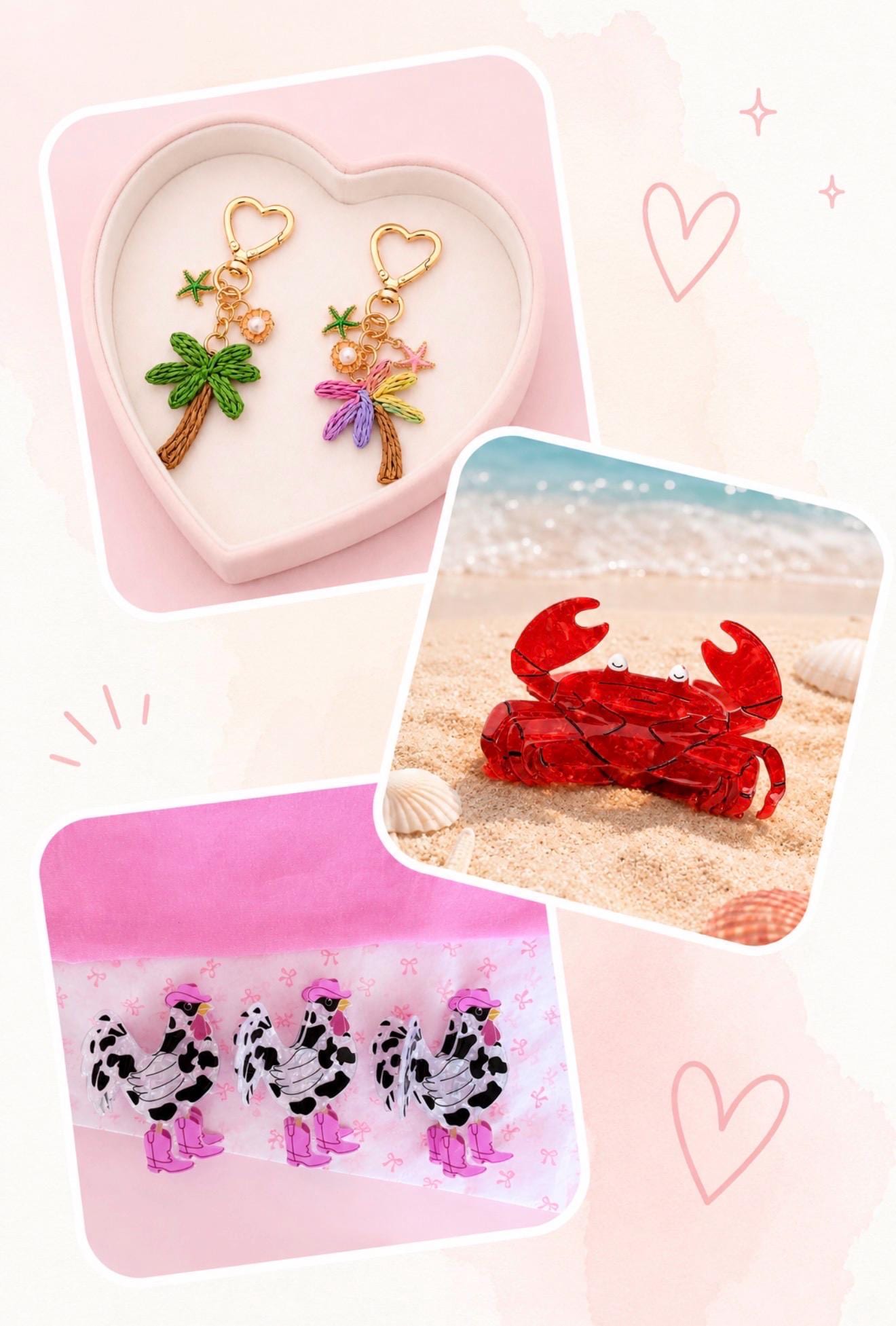 Red Crab Hair Clip Ocean Themed Coastal Hair Accessory