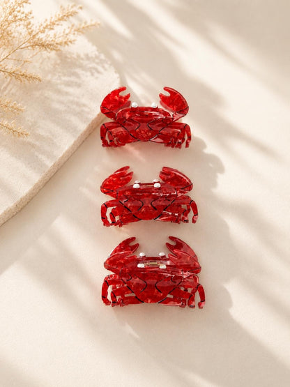 Red Crab Hair Clip Ocean Themed Coastal Hair Accessory