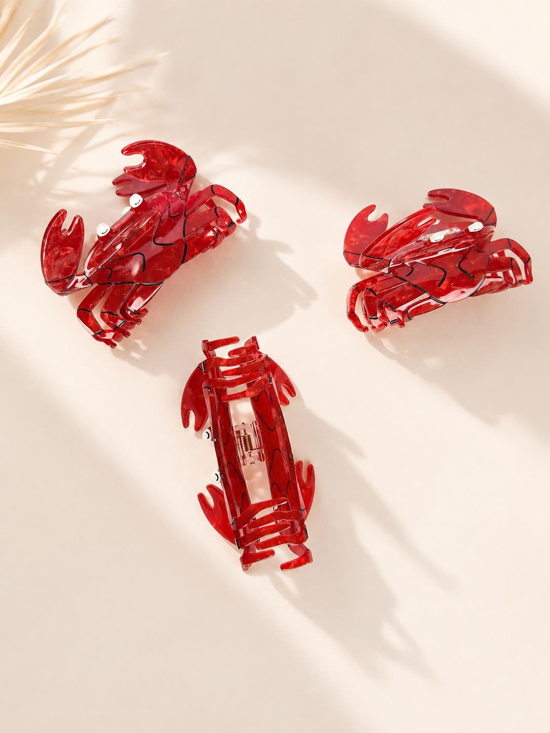 Red Crab Hair Clip Ocean Themed Coastal Hair Accessory