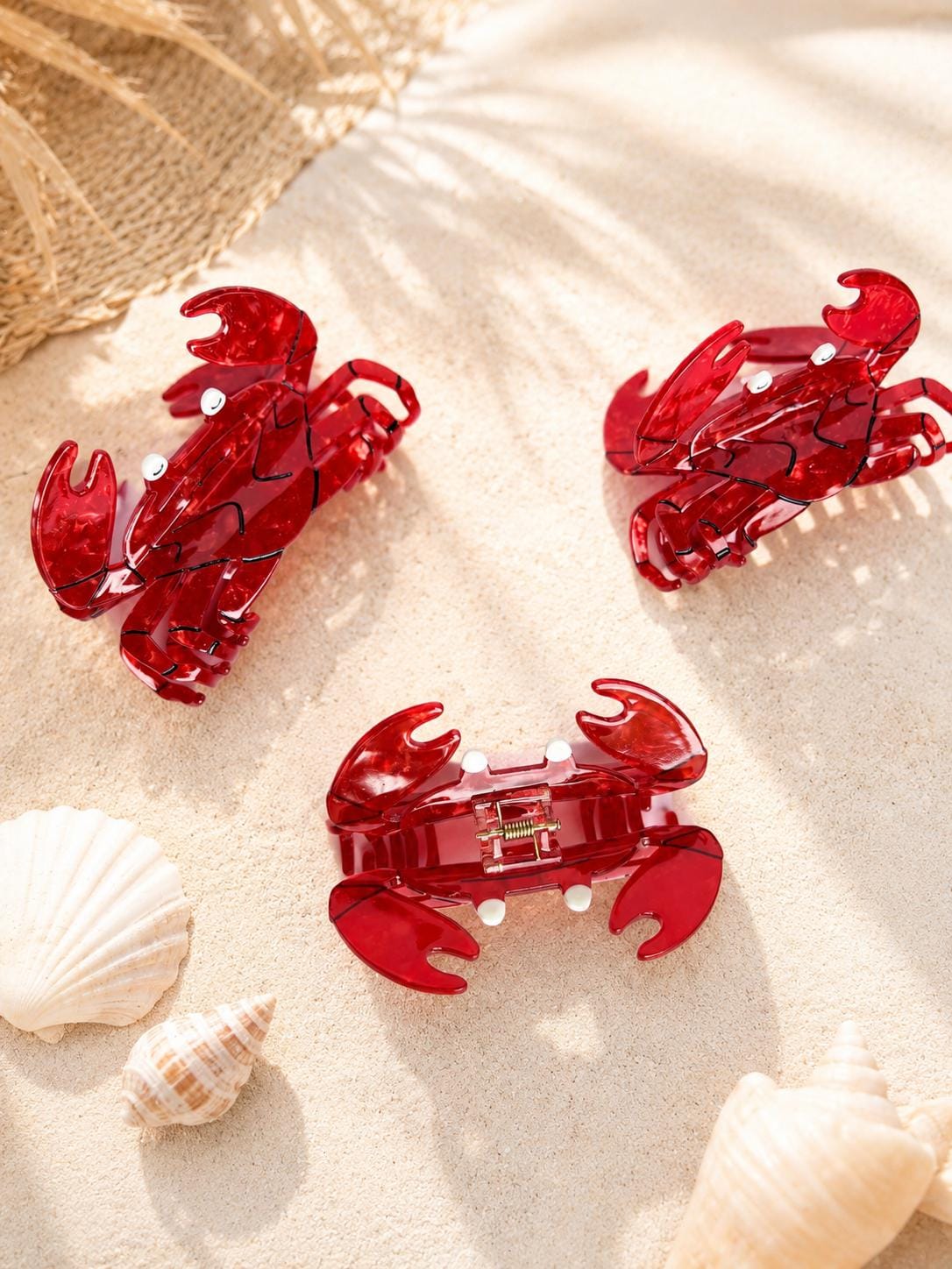 Red Crab Hair Clip Ocean Themed Coastal Hair Accessory