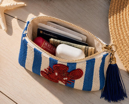 Beaded Lobster Coin Purse Nautical Keychain Beach Wristlet