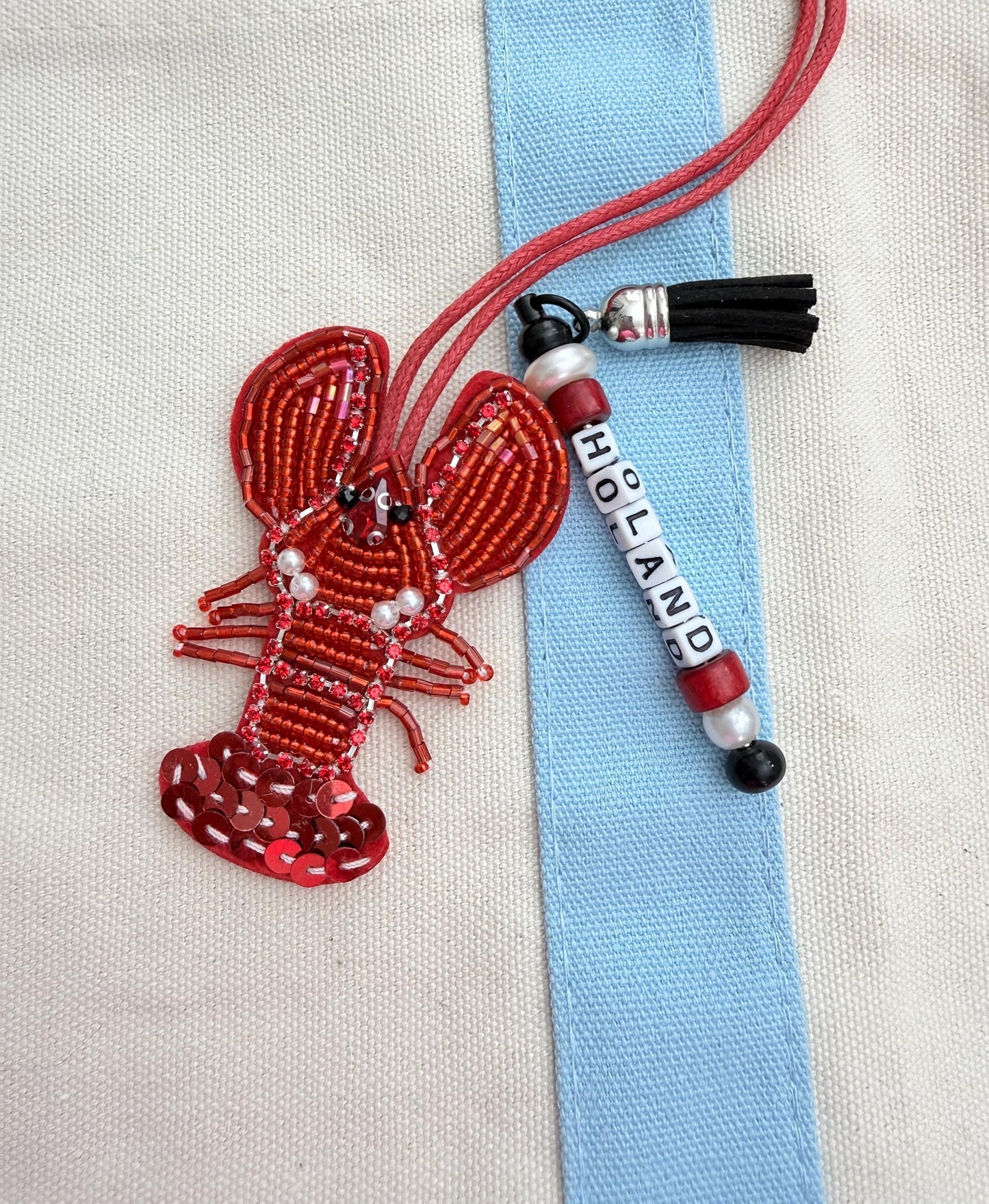 Lobster Bag Charm Personalized Beaded Purse Charm Summer Keychain