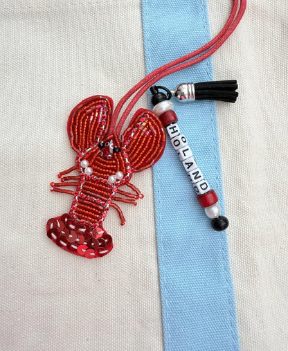 Lobster Bag Charm Personalized Beaded Purse Charm Summer Keychain
