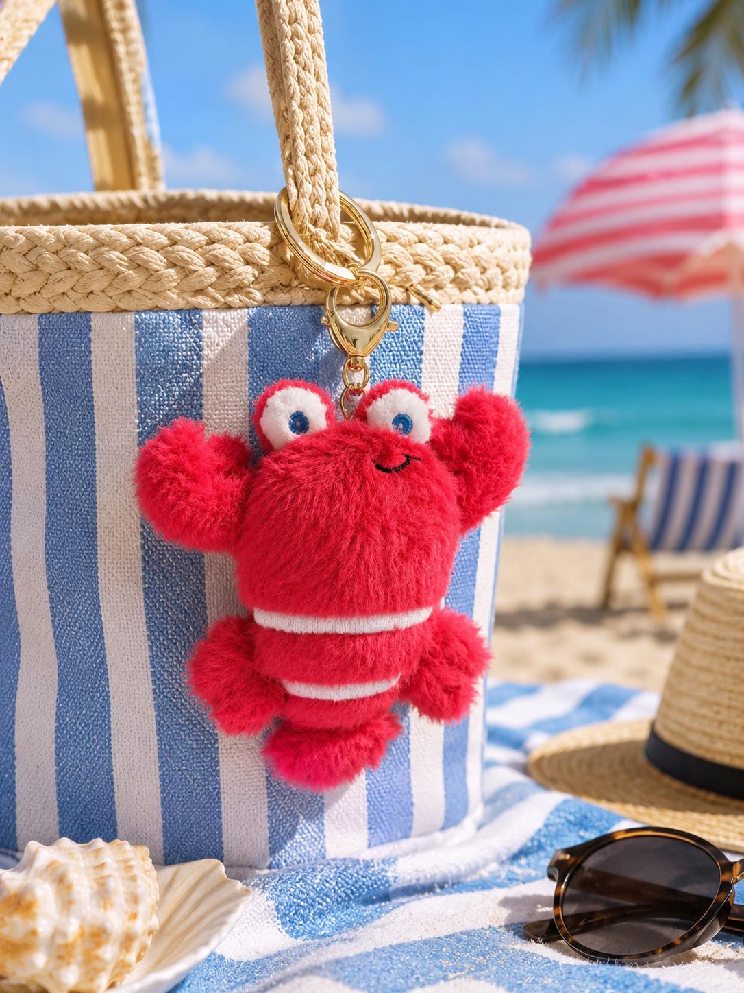 Plush Lobster Keychain Cute Beach Bag Charm