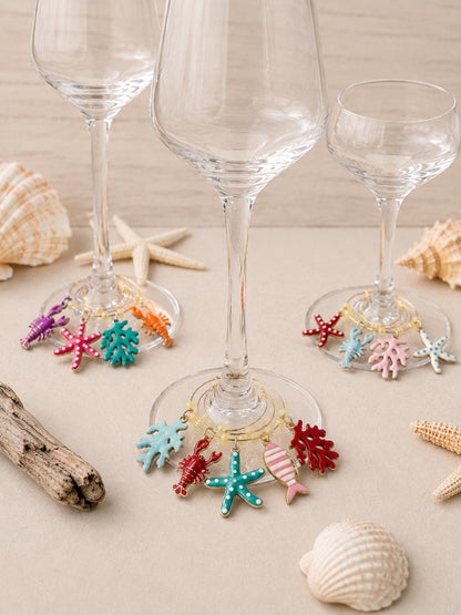 Coastal Wine Glass Charms Beachy Hostess Gift
