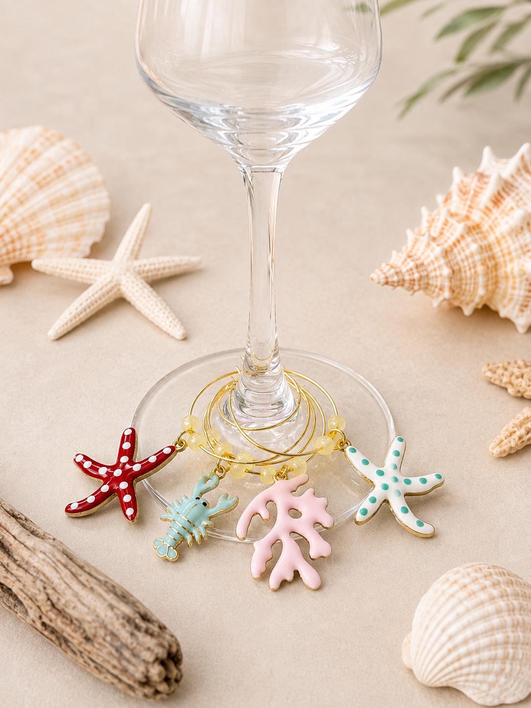 Coastal Wine Glass Charms Beachy Hostess Gift