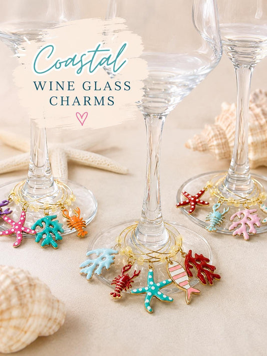Coastal Wine Glass Charms Beachy Hostess Gift