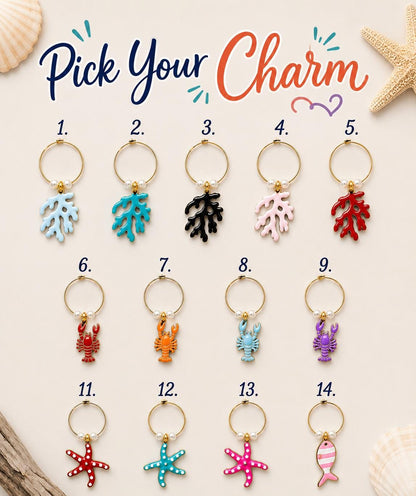 Coastal Wine Glass Charms Beachy Hostess Gift