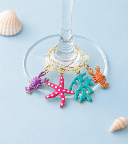Coastal Wine Glass Charms Beachy Hostess Gift