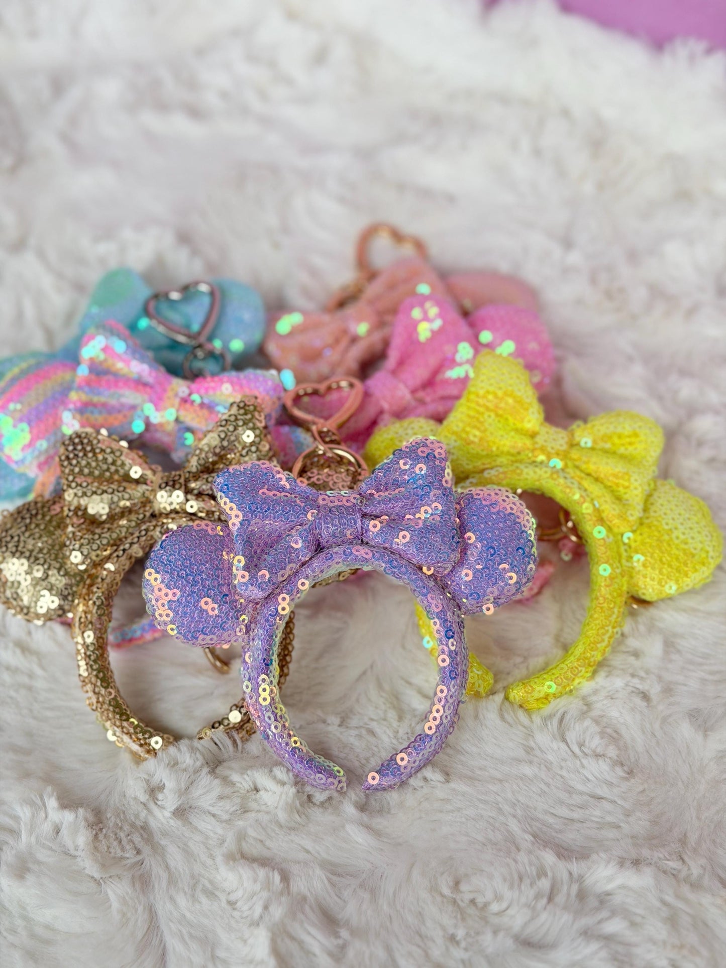 Sequin Mouse Ear Bag Charm Theme Park Vacation Gift