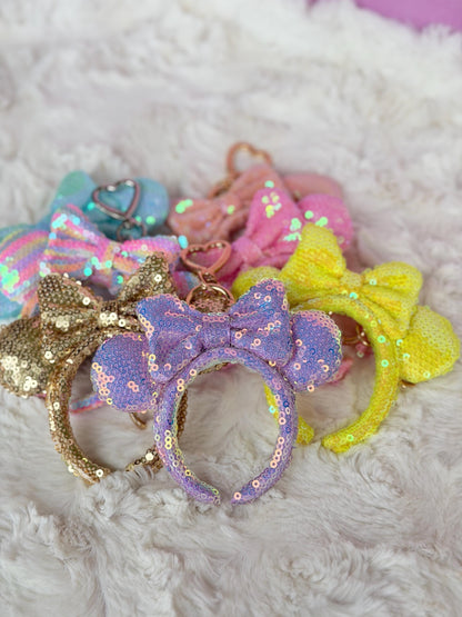 Sequin Mouse Ear Bag Charm Theme Park Vacation Gift