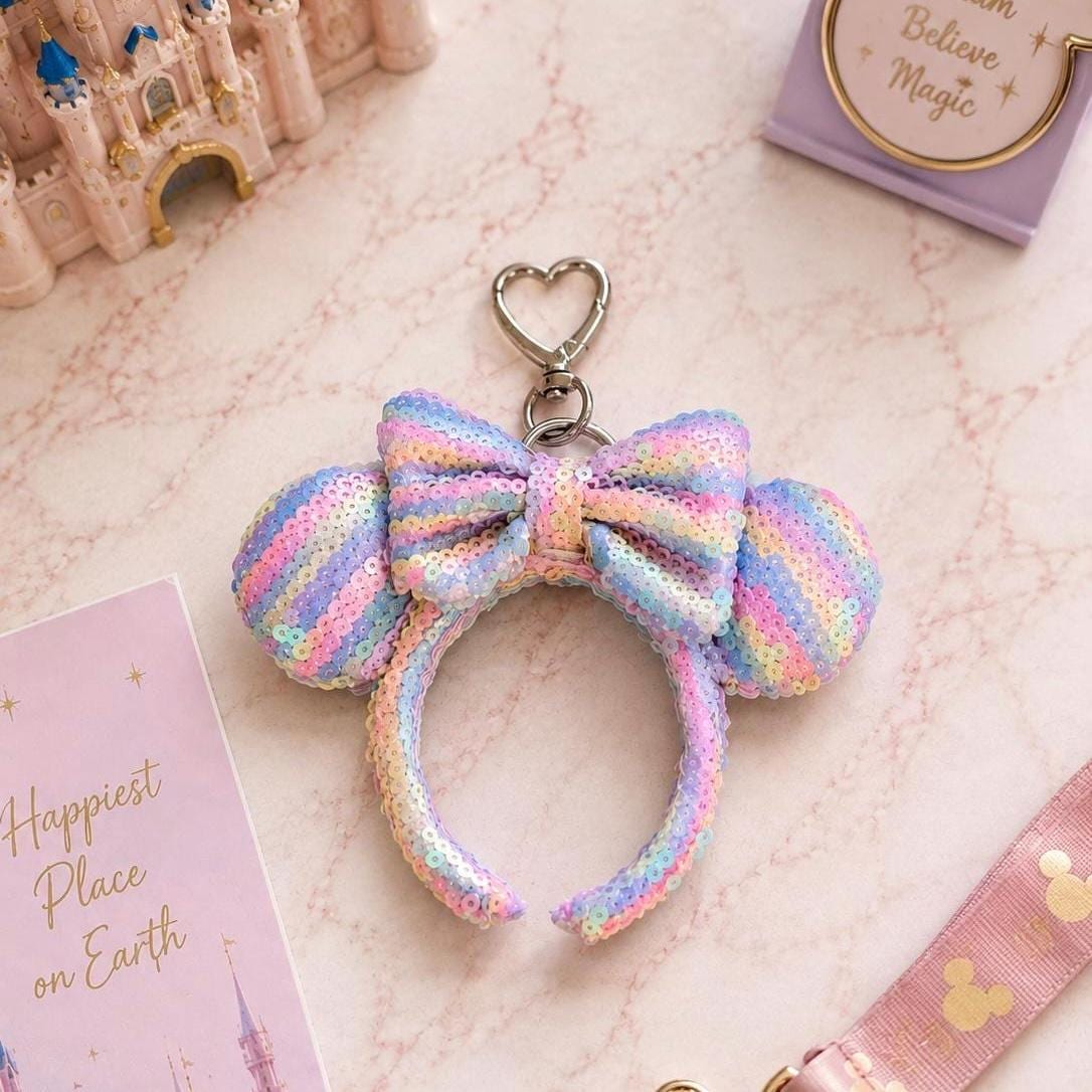 Sequin Mouse Ear Bag Charm Theme Park Vacation Gift