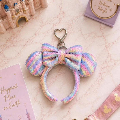 Sequin Mouse Ear Bag Charm Theme Park Vacation Gift