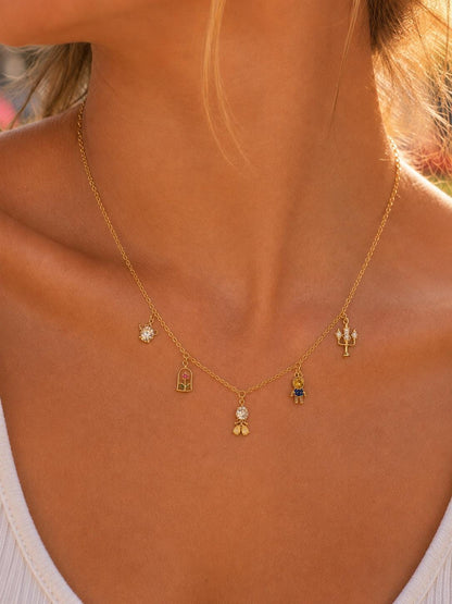 Enchanted Rose Charm Necklace & Earrings Jewelry Set
