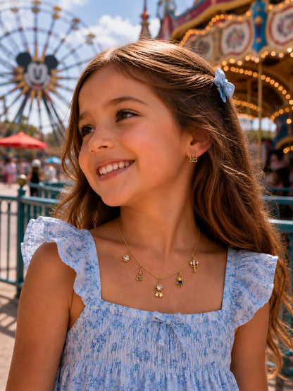 Enchanted Rose Charm Necklace & Earrings Jewelry Set