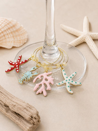 Coastal Wine Glass Charms Beachy Hostess Gift