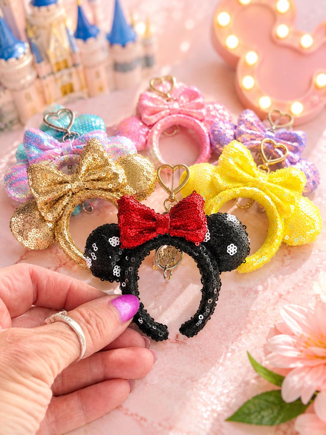 Sequin Mouse Ear Bag Charm Theme Park Vacation Gift