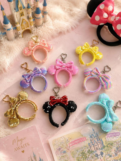 Sequin Mouse Ear Bag Charm Theme Park Vacation Gift