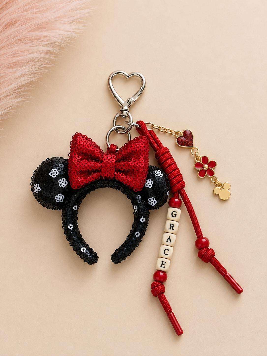 Sequin Mouse Ear Bag Charm Theme Park Vacation Gift