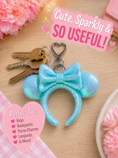 Sequin Mouse Ear Bag Charm Theme Park Vacation Gift