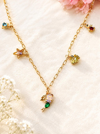 Mermaid charm necklace ocean inspired gold jewelry