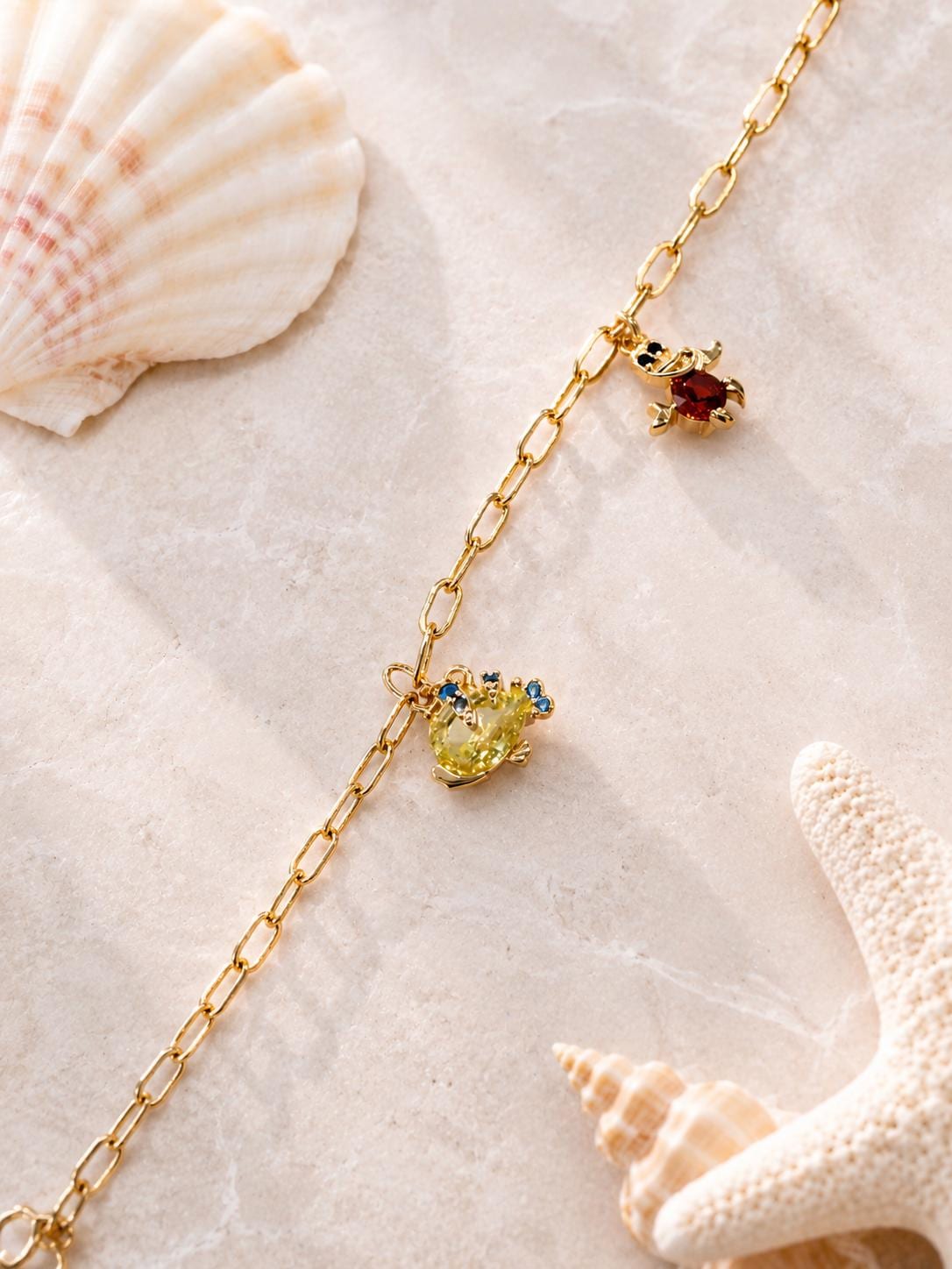 Mermaid charm necklace ocean inspired gold jewelry