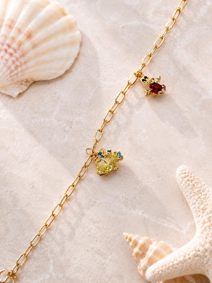 Mermaid charm necklace ocean inspired gold jewelry