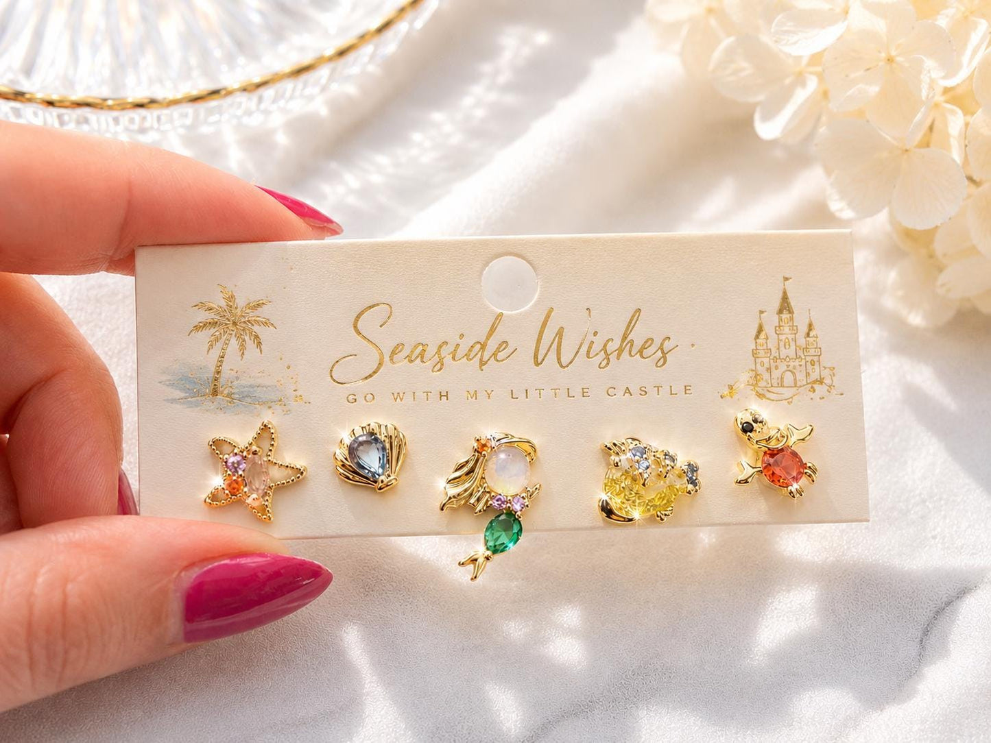 Mermaid charm necklace ocean inspired gold jewelry