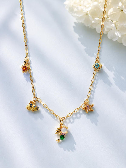 Mermaid charm necklace ocean inspired gold jewelry