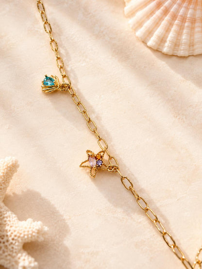 Mermaid charm necklace ocean inspired gold jewelry