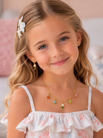 Mermaid charm necklace ocean inspired gold jewelry