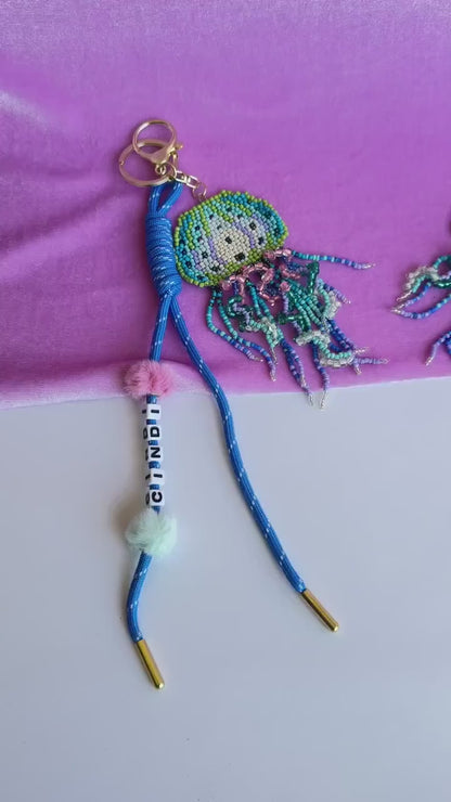 Beaded Jellyfish Keychain Ocean Lover Gift
