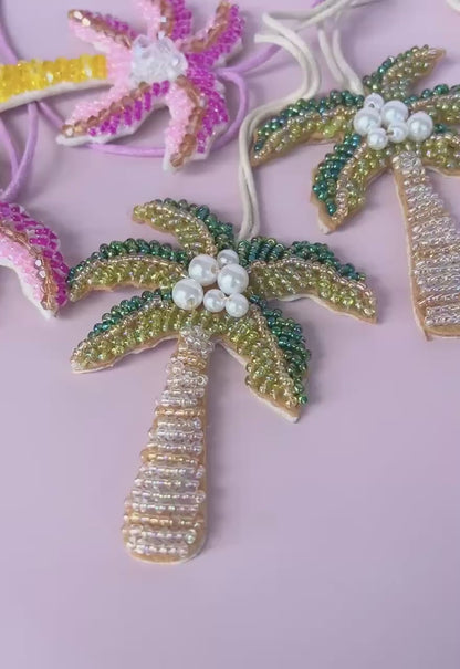 Beaded Palm Tree Bag Charm Tropical Vacation Purse Charm Personalized