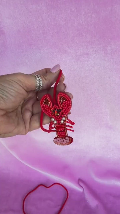Lobster Bag Charm Personalized Beaded Purse Charm Summer Keychain