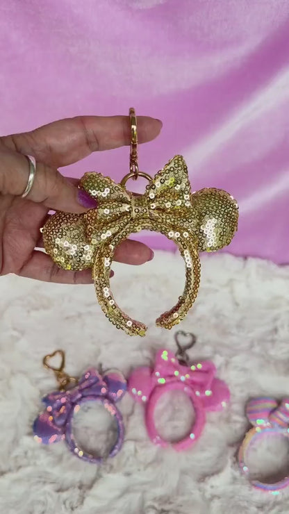 Sequin Mouse Ear Bag Charm Theme Park Vacation Gift