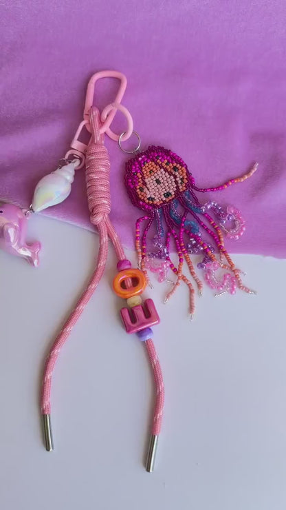 Beaded Jellyfish Keychain Ocean Lover Gift