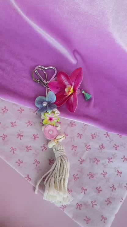 Tropical Flower Bag Charm Beach Tote Accessories