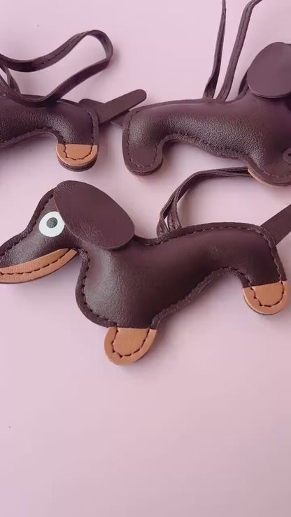 Leather Dachshund Bag Charm Personalized Pet Lover Gift